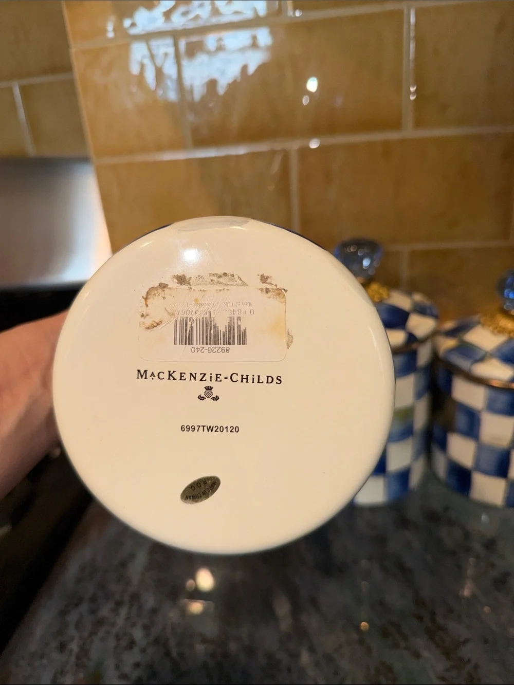 MacKenzie-Childs Royal Check Canister Set with Gold Accents